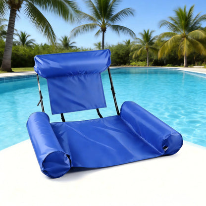 Foldable Inflatable Water Hammock Floating Chair on Water with Backrest Armrests for Adult Pool Lounging Sunbathing Relax