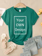 Summer Custom Womens T-Shirts DIY Logo/Graphic Tops Basic Multicolor T Shirt Loose O-Neck Short Sleeve Tees Casual Woman Clothes