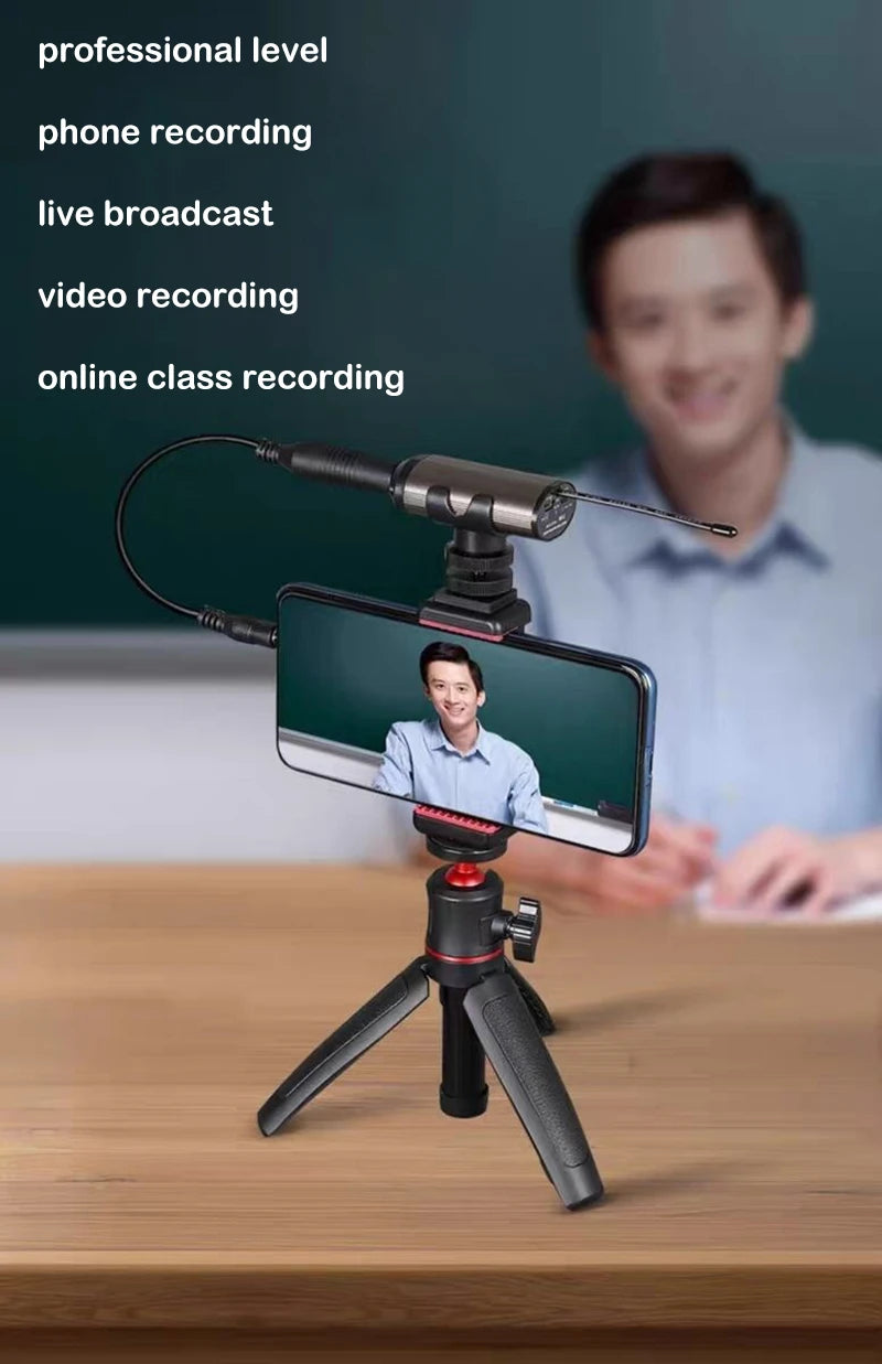 Portable Wireless Headset Microphone+Lavalier Mic System Teaching Speech Interview Vlog Live Recording for iPhone Android PC