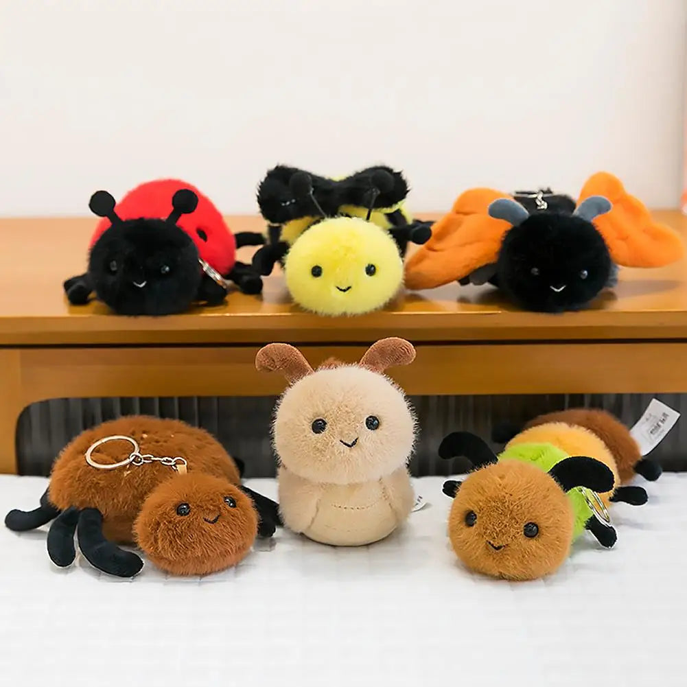 Small Insect Plush Pendant Keychain Animal Plush Toy Doll Keychain Creative Stuffed Doll Bag Pendant Cute Snail Bee Keyring