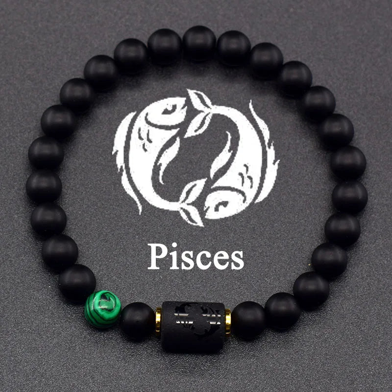 12 Zodiac Constellation Signs Bracelets for Men Women Real Natural Tiger Eye Stone Bead Bracelet Leo Taurus Charm Couple Jewelry