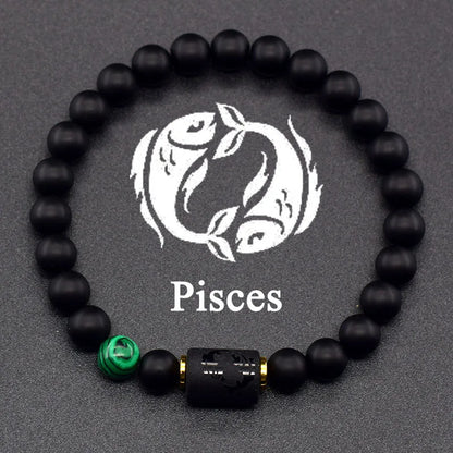12 Zodiac Constellation Signs Bracelets for Men Women Real Natural Tiger Eye Stone Bead Bracelet Leo Taurus Charm Couple Jewelry