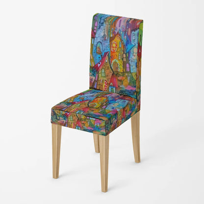 Home chair cover Oil painting style kitchen chairs Coversadjustable dining elastic fabricchairs covers chair cover for wedding