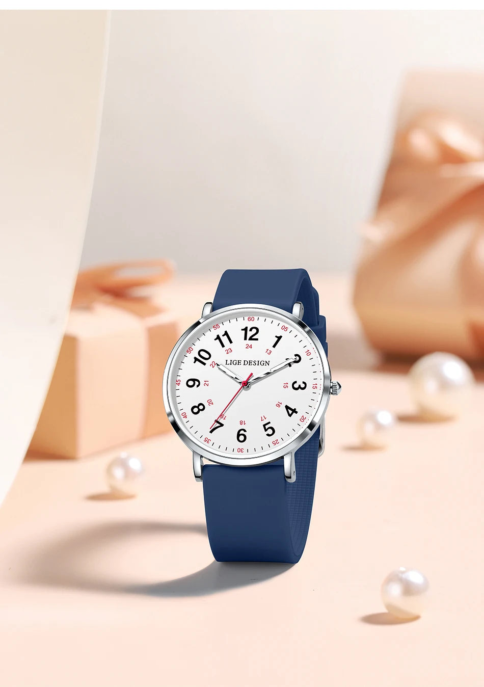 LIGE New Fashion Women's wristwatch Ultra-Thin Quartz Watches for Woman Waterproof Luminous Silicone Ladies Watches Pink Clock