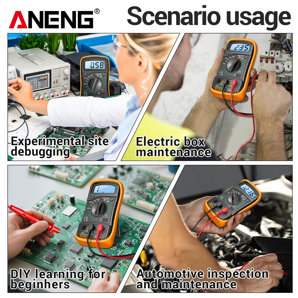Digital Multimeter Professional ANENG AN8205C AC/DC Voltage Meter DC Current Resistance Diode -40℃~1000℃ LCD Backlight Tester