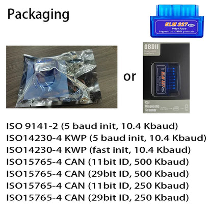 OBDII Mini ELM327 Diagnostic Car Scanner Bluetooth 5.1 for Android IOS Supports All OBD2 Protocol Wireless Code Reader Adapter