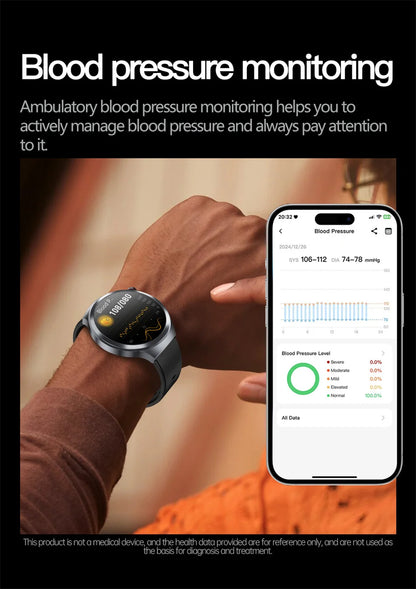 2026New 1.73-inch Sapphire AMOLED Smart Watch Men Women ECG Uric Acid Blood Pressure Health Track Call Clock Care Smartwatch NFC