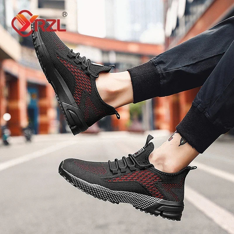 YRZL Running Shoes Men Comfortable Lightweight Grey Walking Sneakers Breathable Air Mesh Non Slip Casual Tennis Shoes for Men