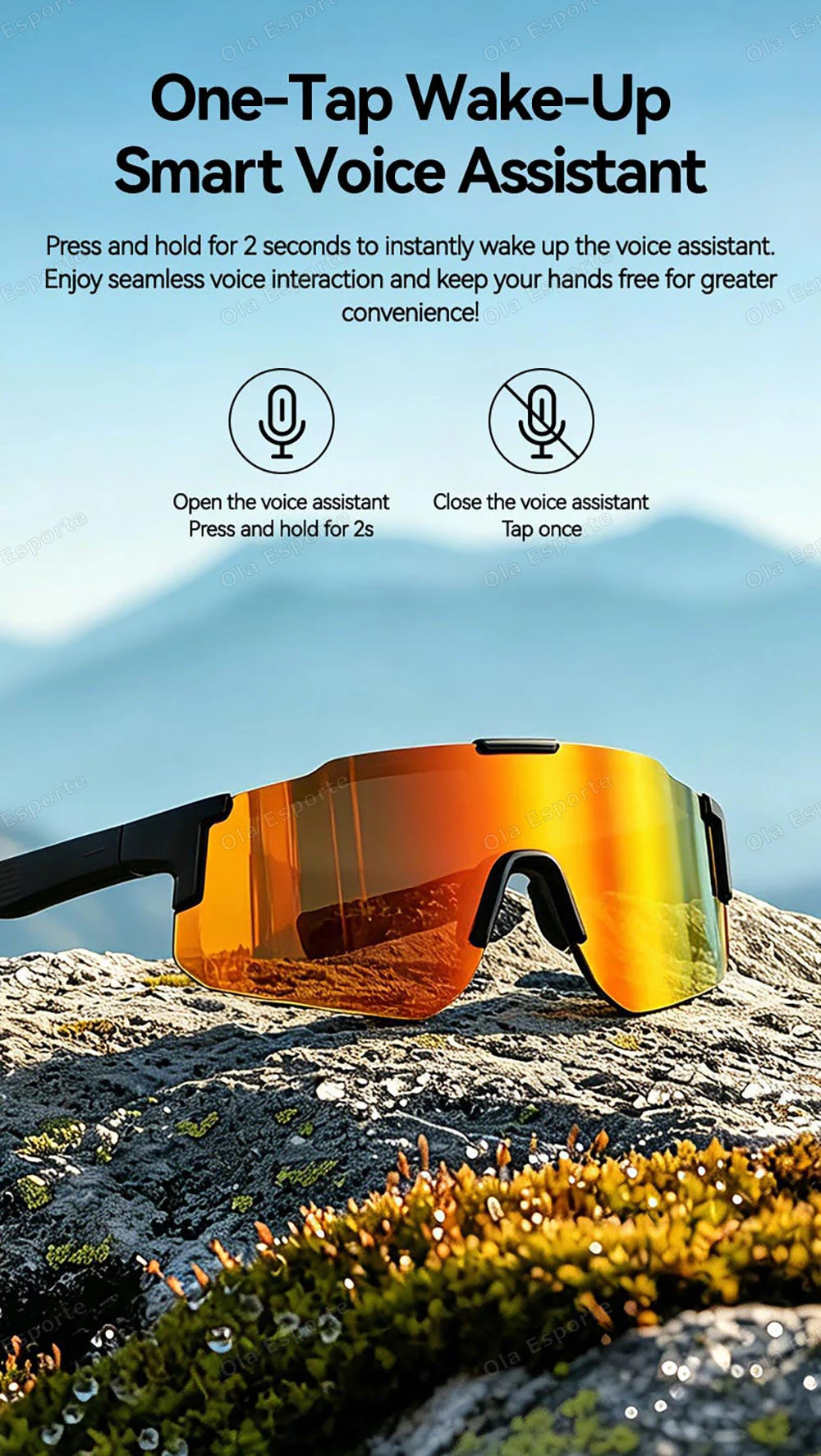 Smart Cycling Glasses Men Bluetooth UV400 Polarized Sunglasses Man AI Voice Intelligent Headphones Call Music Play Camera Remote