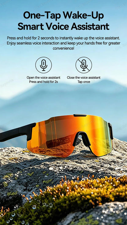 Smart Cycling Glasses Men Bluetooth UV400 Polarized Sunglasses Man AI Voice Intelligent Headphones Call Music Play Camera Remote