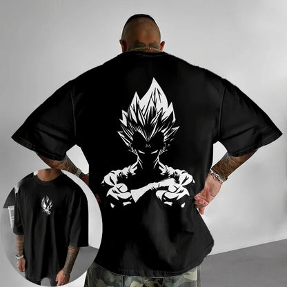 2026 Summer Dragon Ball  Oversized T-shirt High Quality 100_ Cotton Majin Vegeta Print Unisex Retro Casual Tee for Adults Kids