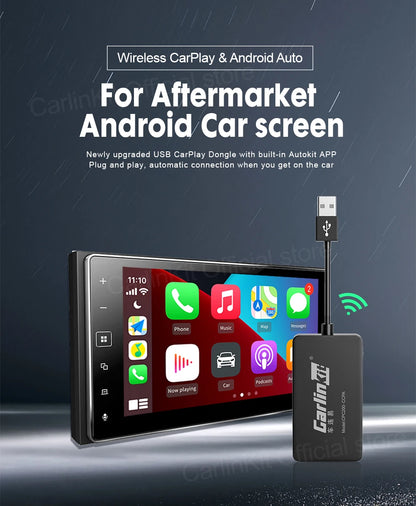 CarlinKit USB Wired/Wireless CarPlay Adapter Wireless Android Auto AI Box Mirrorlink Bluetooth Auto Connect For Android Car Radio For Youtube Netflix Google Map Android Aftermarket Car Screen
