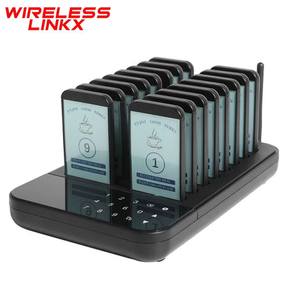 Wireless Restaurant Pager System Guest Customer Calling 16 Beepers Pager Buzzer For Restaurant Food Court Cafe Beach Bar