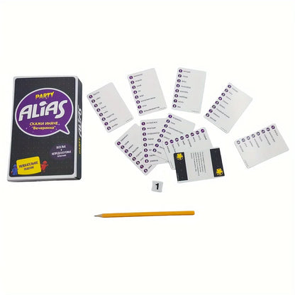 Alias Party (Alias Evening Party/Say It Differently) Board Game, Tabletop Game, Card Game, Suitable for Family Gatherings, Ideal as a Gift (Slight Color Variation/Random Hourglass Color)