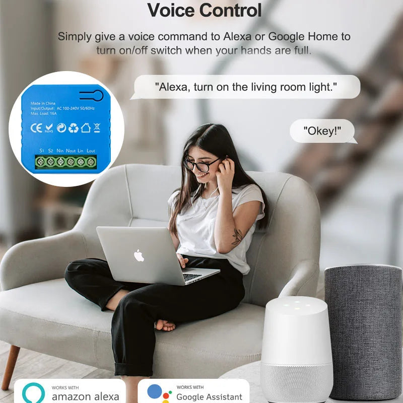 Smart Life ZigBee Switch Module Supports 2 Way Light Control Timing 16A KWh Energy Monitor Works with Tuya Google Home Alexa