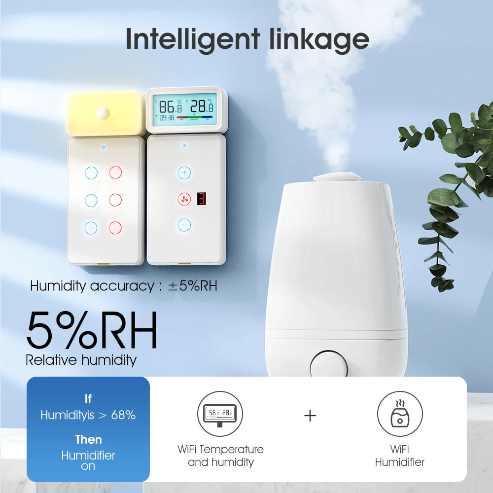 Zigbee Weather Station Digital Thermometer Room Tuya Smart Hygrometer Electronic Table Clock Temperature And Humidity Sensor