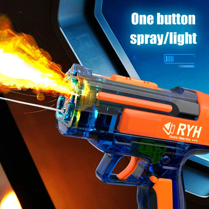 Electric Water Gun with Lights Continuous Firing Squirt Gun Long Range Shooting Watergun Mist Spray Water Pistol Outdoor Toy
