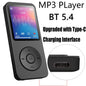 MP3 Bluetooth Player with Type-C Interface for Fast Charging 5.4 Bluetooth Version Expandable Memory Card Music Player FM E-book