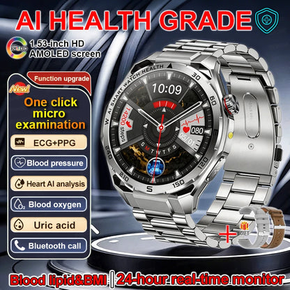 Smartwatch ECG High-End dla mężczyzn Ciśnienie krwi Lipidy Tlen we krwi Analiza ciała Kwas moczowy Monitor Zdrowia Smartwatch dla mężczyzn i kobiet