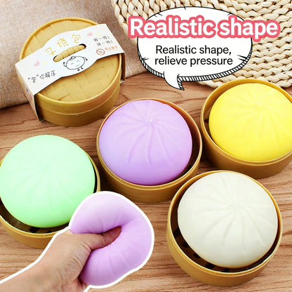 Colorful Steamer Dumpling Squishies Stress Ball Slow Rising Squeeze Fidget Toy Anti-Stress Sensory Relief for Adults Funny Gifts