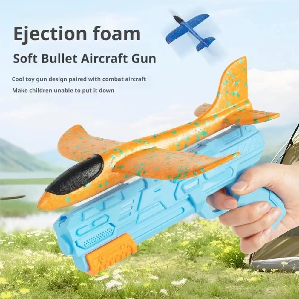 Outdoor Catapult Plane Toy for Kids One Click Ejection Foam Glider Airplane Shooting Game Sports Toys Gift for Boys Girls