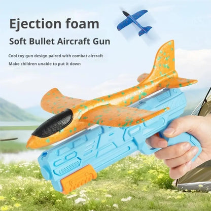 Outdoor Catapult Plane Toy for Kids One Click Ejection Foam Glider Airplane Shooting Game Sports Toys Gift for Boys Girls
