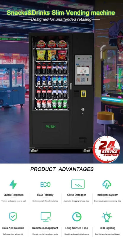 Customized Smart Fridge AI Camera Automatic Vending Refrigerated Snacks Beverage Machine