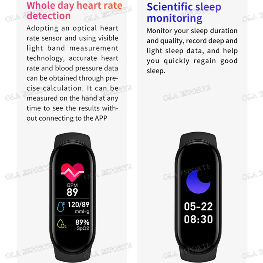M7 Smart Watch Smartband Heart Rate Smartwatch Fitness Tracker Blood Pressure Waterproof Sport Bracelet Fitness Band 7 Men Women