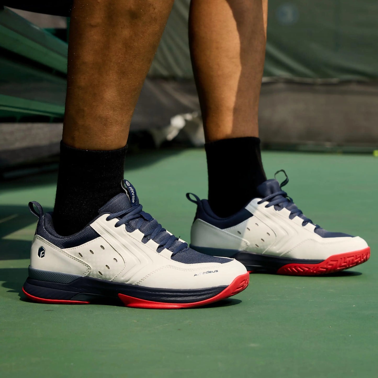 FitVille Tennis Shoes Wide Casual Sports Shoes for Men Breathable Racquetball Badminton Sneakers for All Court with Arch Support