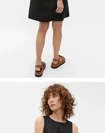 Classic Solid Color Cotton-Linen Women's Dress New Arrival Simple Sleeveless Tank Dress Casual Round-Neck Summer Dresses