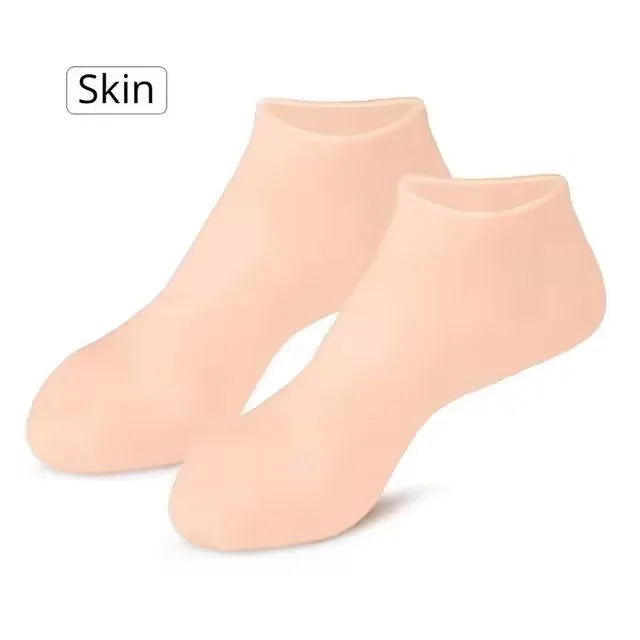2 Pack Moisturizing Silicone Gel Socks for Dry Cracked Feet Nourishing Skin Lubricating Foot Care Massage Socks