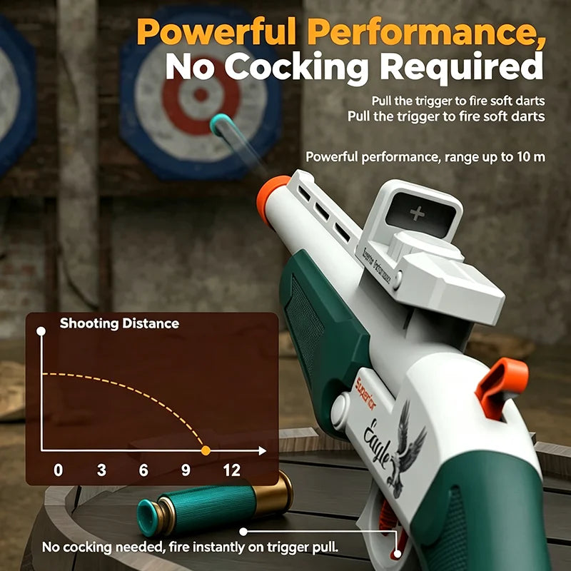 Shell-Ejecting Shotgun Blaster with Suction Cup Soft Darts – Cool Shell Ejection Action, Great Festival Gift, Ideal for Outdoor