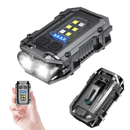 800mAh Super Bright LED COB Flashlight 8 Modes Keychain Light IPX4 Waterproof Magnetic Type C Rechargeable Mini EDC Torch Light
