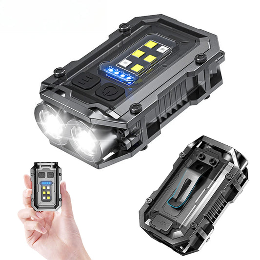 800mAh Super Bright LED COB Flashlight 8 Modes Keychain Light IPX4 Waterproof Magnetic Type C Rechargeable Mini EDC Torch Light