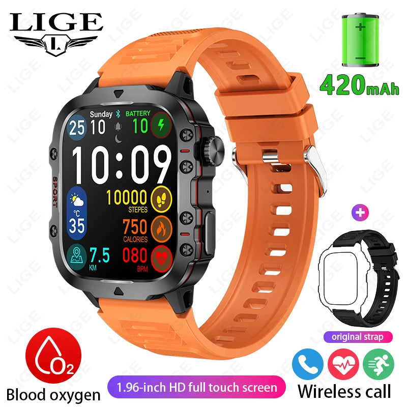 LIGE 2025 dla Xiaomi Wojskowy Smartwatch Męski IP68 5ATM Zewnętrzny Sportowy Monitor Fitness i Zdrowia 1.81 Cala Rozmowy BT Smartwatch