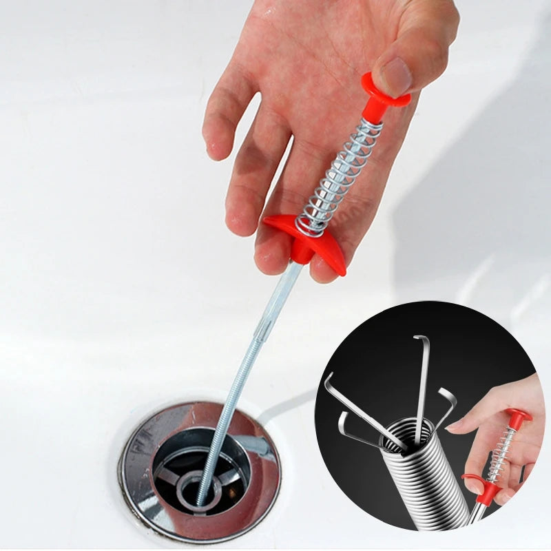 160/60cm Sewer Dredge Pipe Four-claw Hook Sewer Dredging Anti-blocking Tool Telescopic Flexible Claw Reusable Cleaner