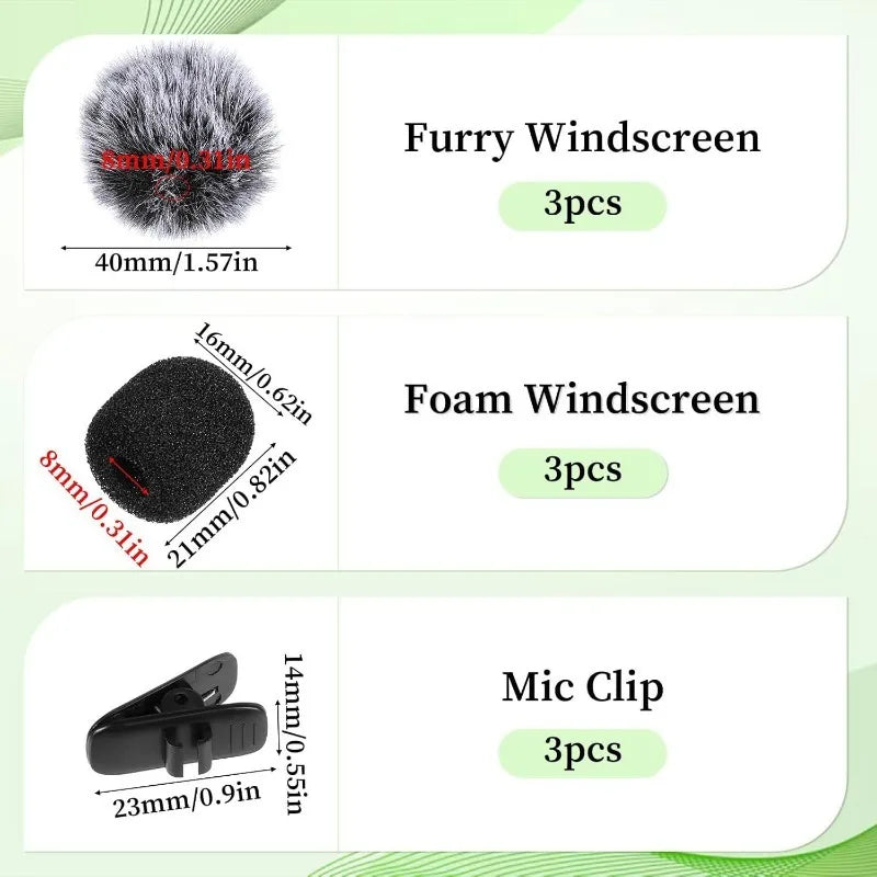 9PCS Furry Windscreen Microphone Lavalier Foam Cover Set Prevent Popping Sound Foam Mic Cover Microphone Accessories MKFPJ02