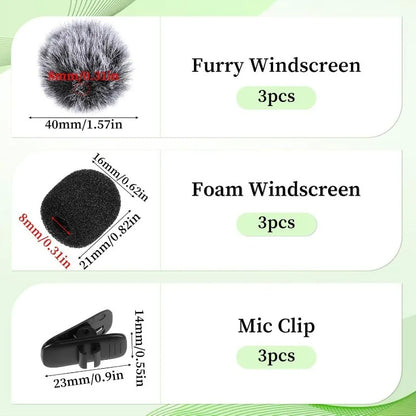 9PCS Furry Windscreen Microphone Lavalier Foam Cover Set Prevent Popping Sound Foam Mic Cover Microphone Accessories MKFPJ02