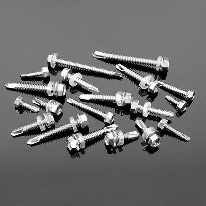 410 Stainless Steel Hex Head Self Drilling Screws M4.2 M4.8-M6.3mm Self-Tapping TEK Screws With Rubber ring Roofing screw #8#10#