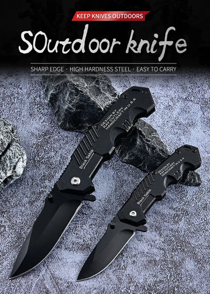 High-hardness outdoor folding knife, portable small straight knife for camping, stainless steel pocket knife, men's fruit knife