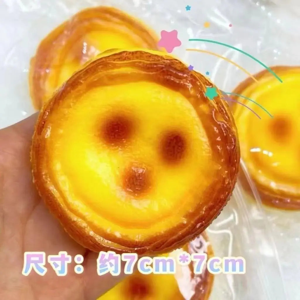 Bouncing Egg Tart Fluid Pressure-Relief Food Simulation Toy, Stress-Relieving, Squeezable, Creative and Fun gift for friends