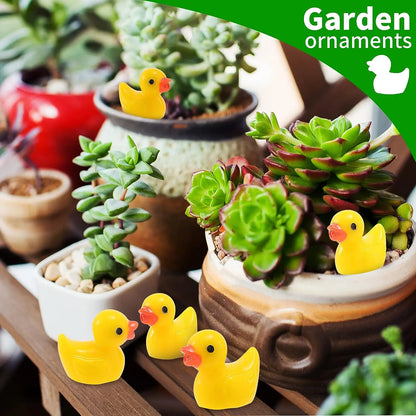 100/50Pcs Resin Mini Duck Miniature Figurines Ornaments Decor Yellow Animal Garden Crafts Tiny Duck Landscape Plants Fairy