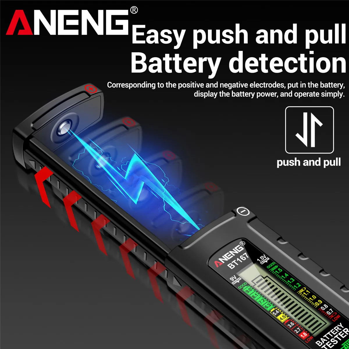 ANENG BT167 household battery level tester does not require power supply to measure D/C/AA/AAA/9V/button battery level detector
