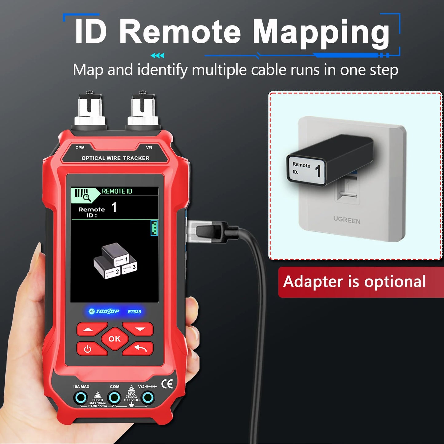 TOOLTOP Network Cable Tester 4 in 1 Multi-function Fiber Optical Power Meter Visual Fault Locator noise-free LAN Line Tracking