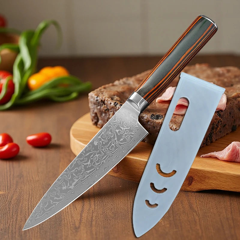 Damascus Steel Kitchen Knife Boning Steak BBQ Meat Cleaver Chef Utility Knife Paring  Kitchen Tools