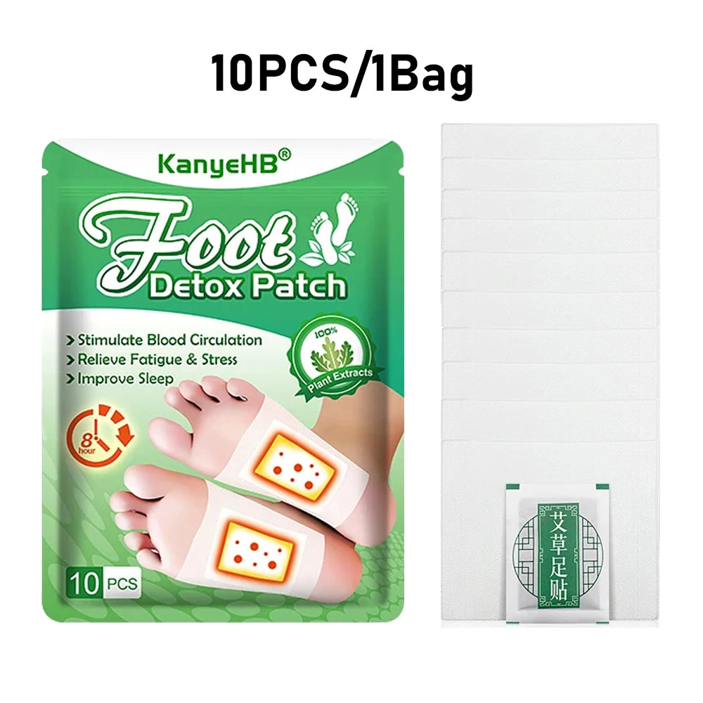 Detox Foot Patches 10/20 PCS Deep Cleanse Toxins Binders Natural Herbal Wormwood Pastes Relieve Stress Stickers Feet Care Tool