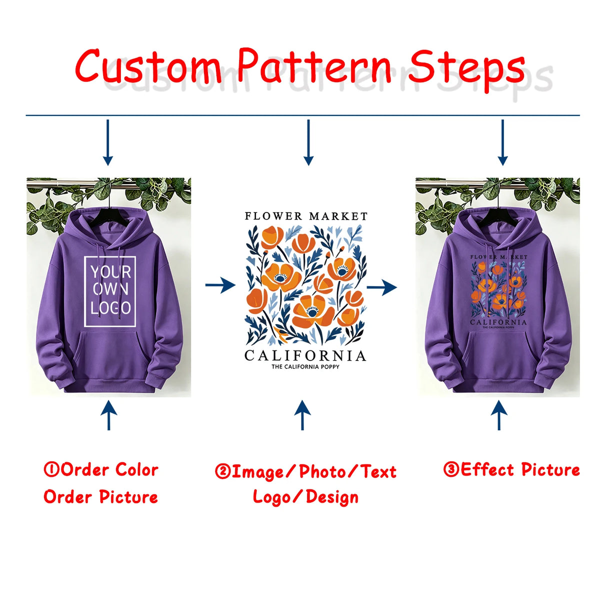 Customize Womens Hoodies Street Oversized Pocket Sweatshirts Hip Hop Unisex Tops DIY Your Logo/Graphic Pullovers Woman Clothes