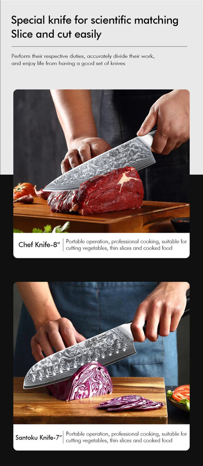 F.YOUNG Professional Kitchen Knives Damascus Steel Japanese Chef Knife Slicer Sashimi Utility Fruit Cooking Kitchenware Utensils