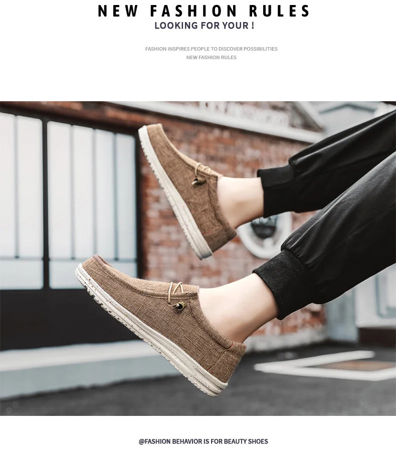 Men's Loafers Shoes Slip-on Easy To Put on Take Off Comfortable Breathable Casual Lightweight Low-Top Men's Canvas Shoes
