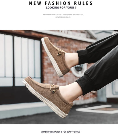 Men's Loafers Shoes Slip-on Easy To Put on Take Off Comfortable Breathable Casual Lightweight Low-Top Men's Canvas Shoes
